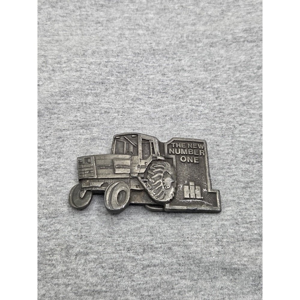 Vintage International Harvester New Number One Tractor Pewter Belt Buckle Farm